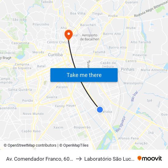 Av. Comendador Franco, 6021 to Laboratório São Lucas map