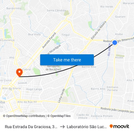 Rua Estrada Da Graciosa, 317 to Laboratório São Lucas map