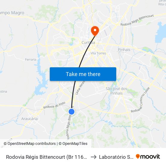 Rodovia Régis Bittencourt (Br 116) - Viaduto Pompéia to Laboratório São Lucas map