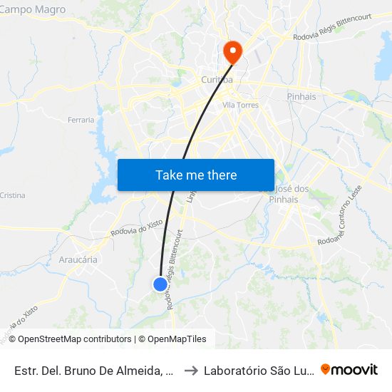 Estr. Del. Bruno De Almeida, 3986 to Laboratório São Lucas map