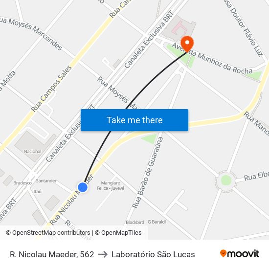 R. Nicolau Maeder, 562 to Laboratório São Lucas map