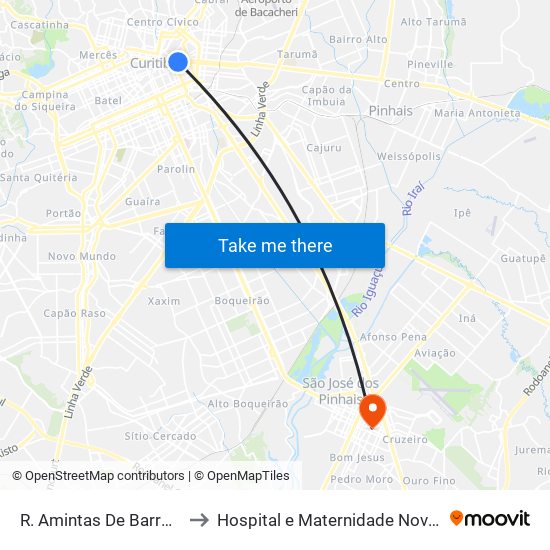 R. Amintas De Barros, 300 to Hospital e Maternidade Nova Clínica map