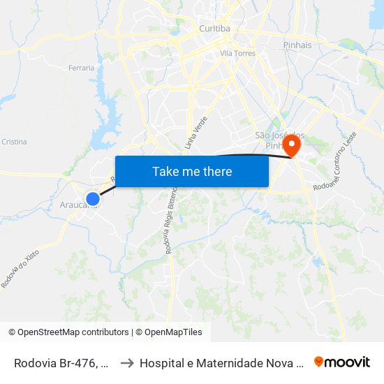 Rodovia Br-476, 5660 to Hospital e Maternidade Nova Clínica map