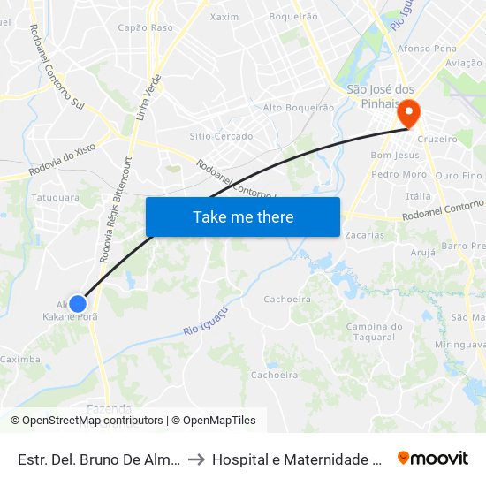 Estr. Del. Bruno De Almeida, 3617 to Hospital e Maternidade Nova Clínica map