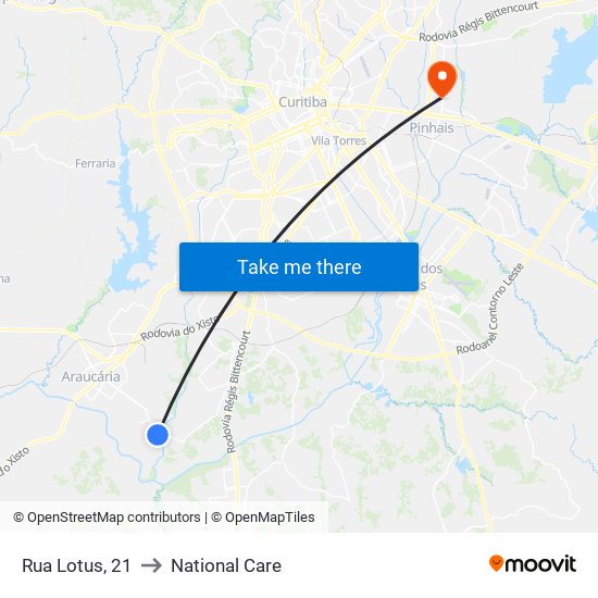 Rua Lotus, 21 to National Care map