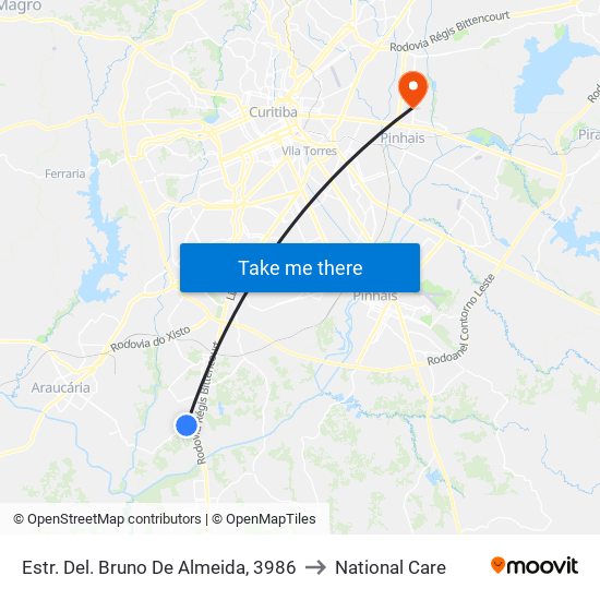 Estr. Del. Bruno De Almeida, 3986 to National Care map