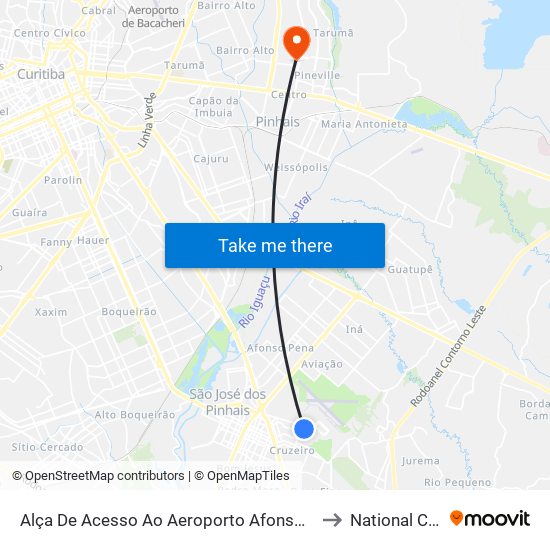 Alça De Acesso Ao Aeroporto Afonso Pena to National Care map