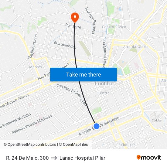 R. 24 De Maio, 300 to Lanac Hospital Pilar map