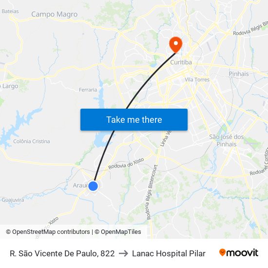 R. São Vicente De Paulo, 822 to Lanac Hospital Pilar map