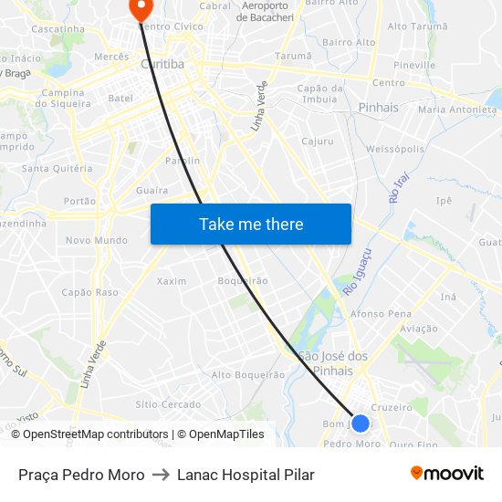 Praça Pedro Moro to Lanac Hospital Pilar map