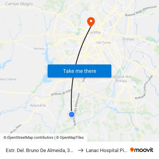 Estr. Del. Bruno De Almeida, 3617 to Lanac Hospital Pilar map