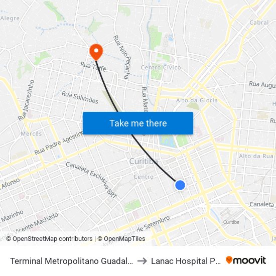 Terminal Metropolitano Guadalupe to Lanac Hospital Pilar map