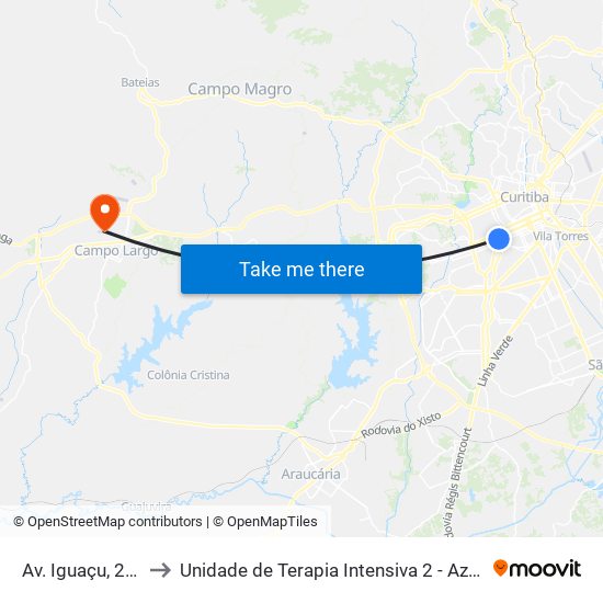 Av. Iguaçu, 2700 to Unidade de Terapia Intensiva 2 - Azul (UTI) map