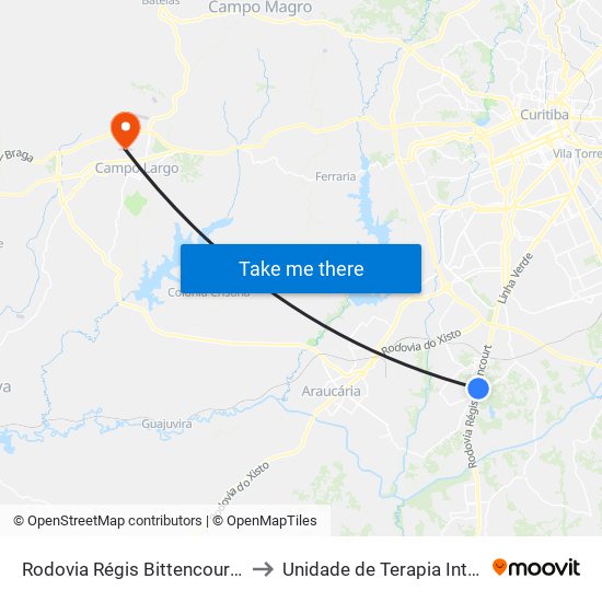 Rodovia Régis Bittencourt (Br 116) - Passarela to Unidade de Terapia Intensiva 2 - Azul (UTI) map