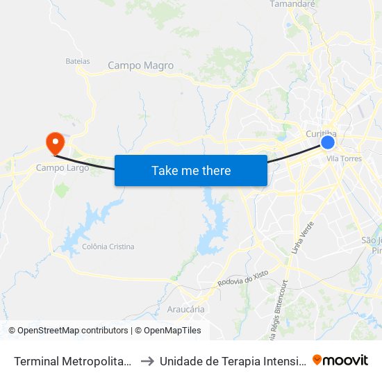 Terminal Metropolitano Guadalupe to Unidade de Terapia Intensiva 2 - Azul (UTI) map