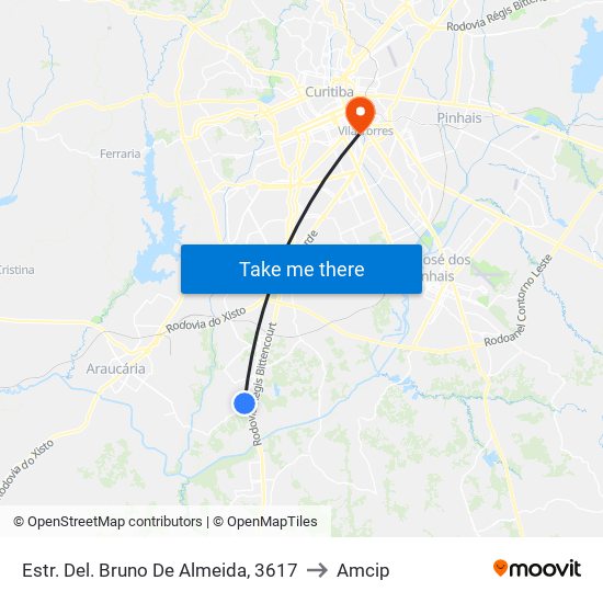 Estr. Del. Bruno De Almeida, 3617 to Amcip map
