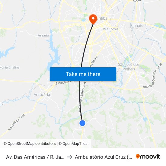 Av. Das Américas / R. Jatobá to Ambulatório Azul Cruz (HCV) map