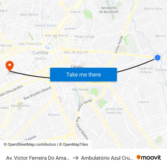 Av. Victor Ferreira Do Amaral, 3377 to Ambulatório Azul Cruz (HCV) map