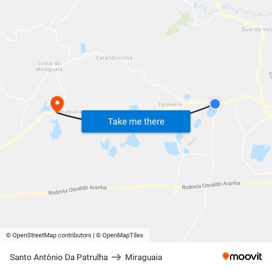 Santo Antônio Da Patrulha to Miraguaia map