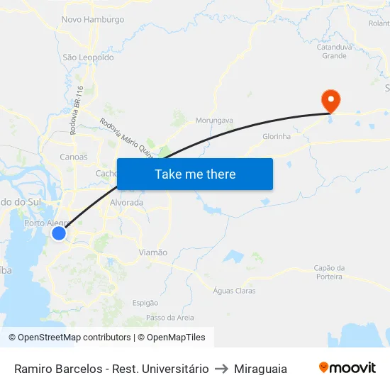 Ramiro Barcelos - Rest. Universitário to Miraguaia map