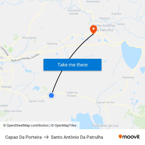 Capao Da Porteira to Santo Antônio Da Patrulha map