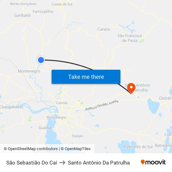 São Sebastião Do Caí to Santo Antônio Da Patrulha map