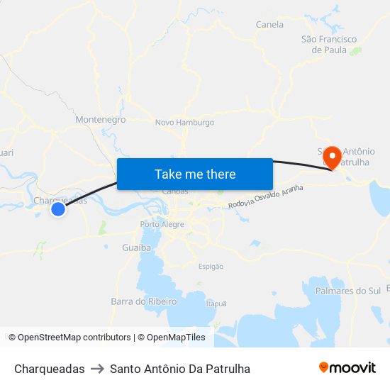 Charqueadas to Santo Antônio Da Patrulha map