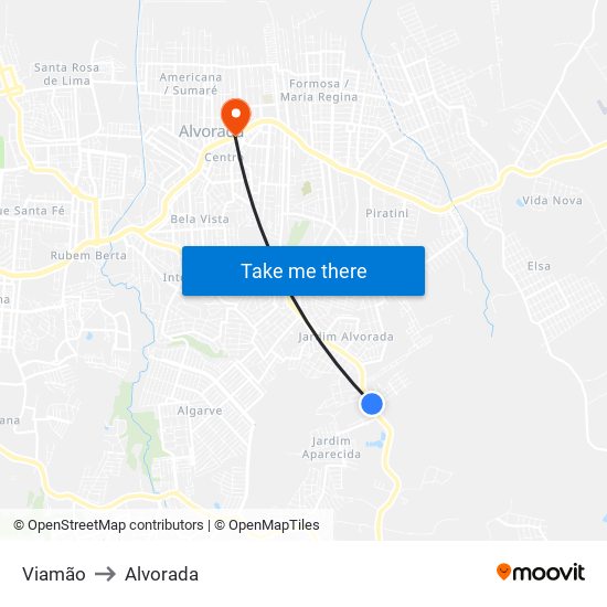 Viamão to Alvorada map