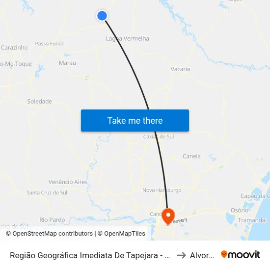 Região Geográfica Imediata De Tapejara - Sananduva to Alvorada map