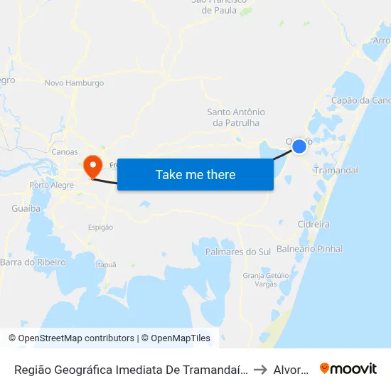 Região Geográfica Imediata De Tramandaí - Osório to Alvorada map