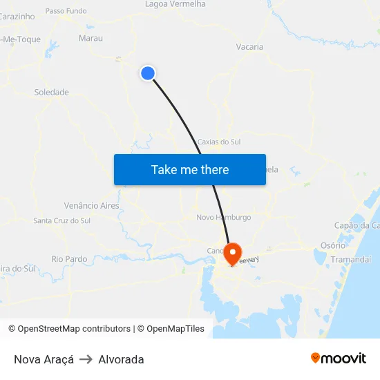 Nova Araçá to Alvorada map