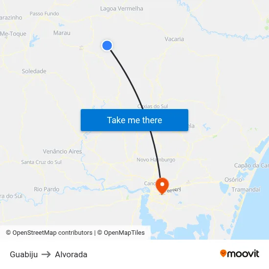 Guabiju to Alvorada map