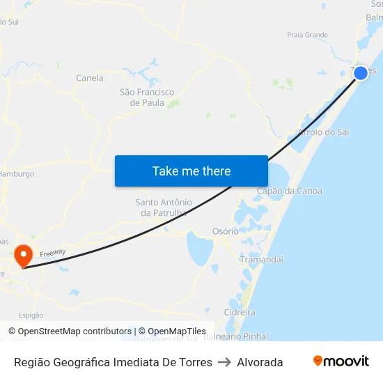 Região Geográfica Imediata De Torres to Alvorada map
