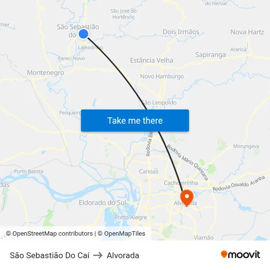 São Sebastião Do Caí to Alvorada map