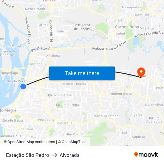 Estação São Pedro to Alvorada map