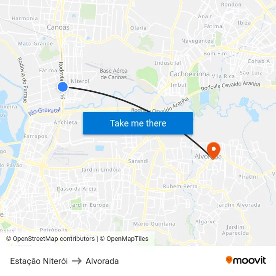Estação Niterói to Alvorada map