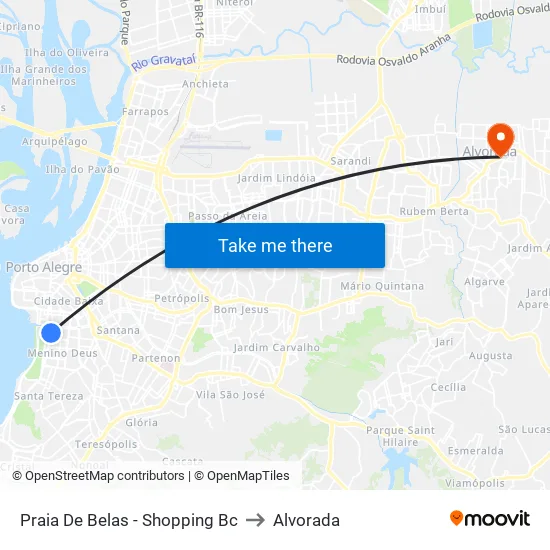 Praia De Belas - Shopping Bc to Alvorada map