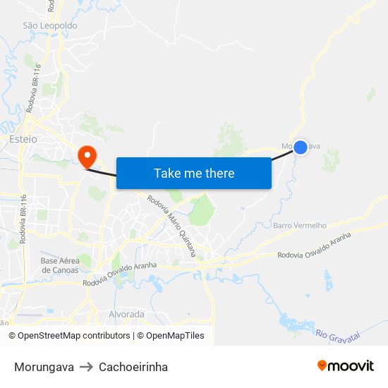 Morungava to Cachoeirinha map