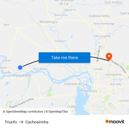 Triunfo to Cachoeirinha map