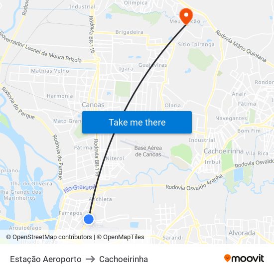 Estação Aeroporto to Cachoeirinha map