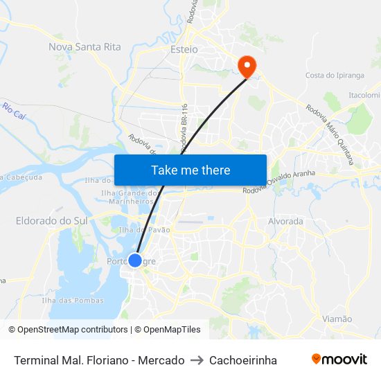 Terminal Mal. Floriano - Mercado to Cachoeirinha map