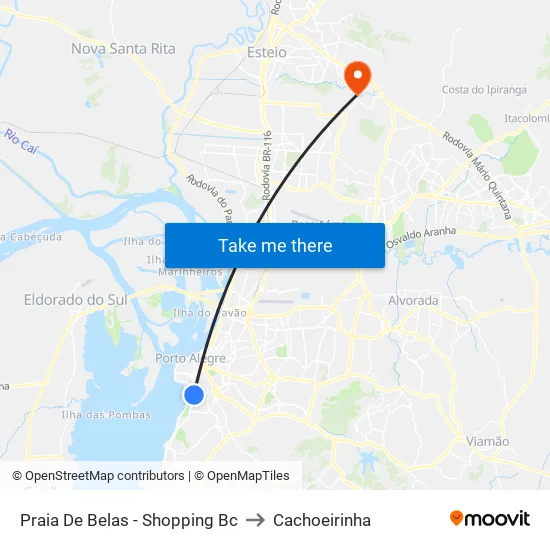 Praia De Belas - Shopping Bc to Cachoeirinha map