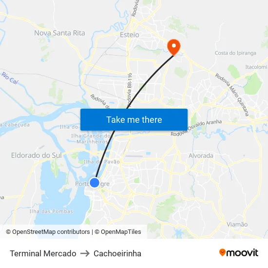 Terminal Mercado to Cachoeirinha map