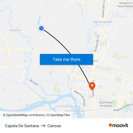 Capela De Santana to Canoas map
