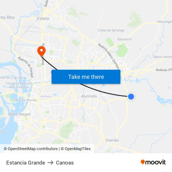 Estancia Grande to Canoas map