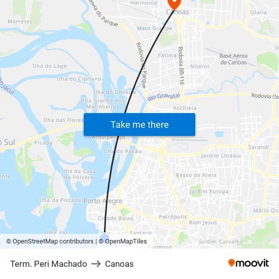 Term. Peri Machado to Canoas map