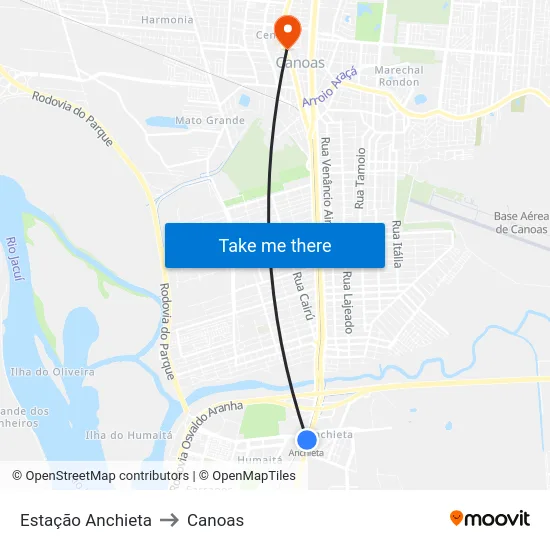 Estação Anchieta to Canoas map