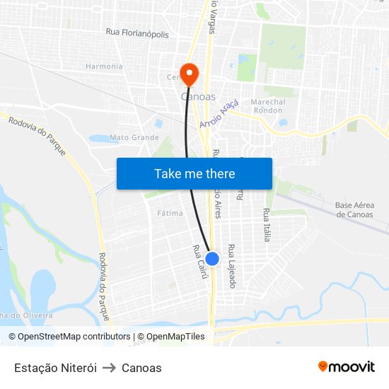 Estação Niterói to Canoas map