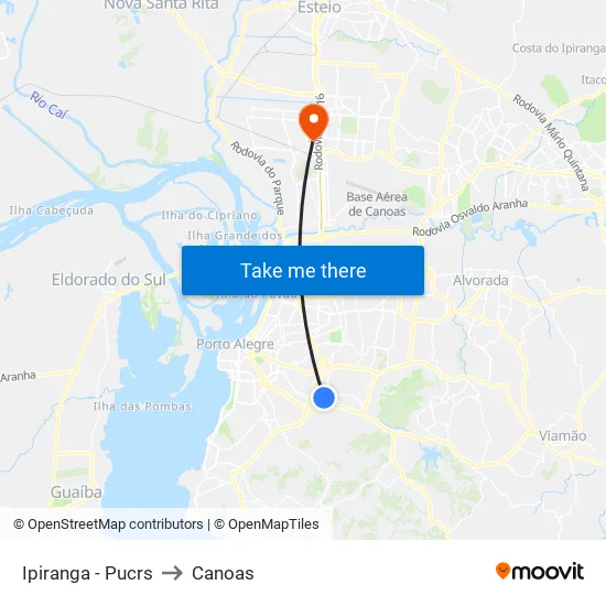 Ipiranga - Pucrs to Canoas map