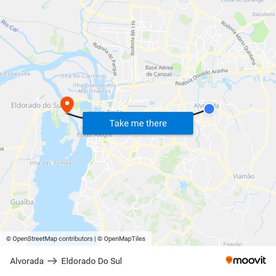 Alvorada to Eldorado Do Sul map